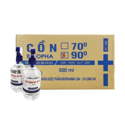 Cồn 90 Độ Bidopha 500ml Có Vòi Xịt Thùng 20 Chai